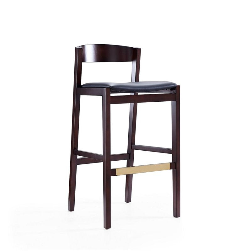 Manhattan Comfort Klismos 40.75 in. Black and Dark Walnut Beech Wood Barstool (Set of 3)