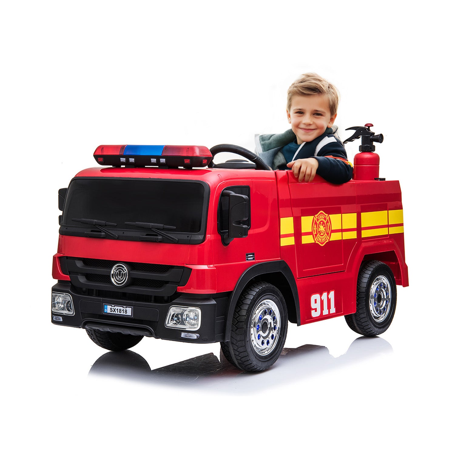 Ride On Fire Truck Electric Car Remote Control 12V Battery Toddler Power Driving Car