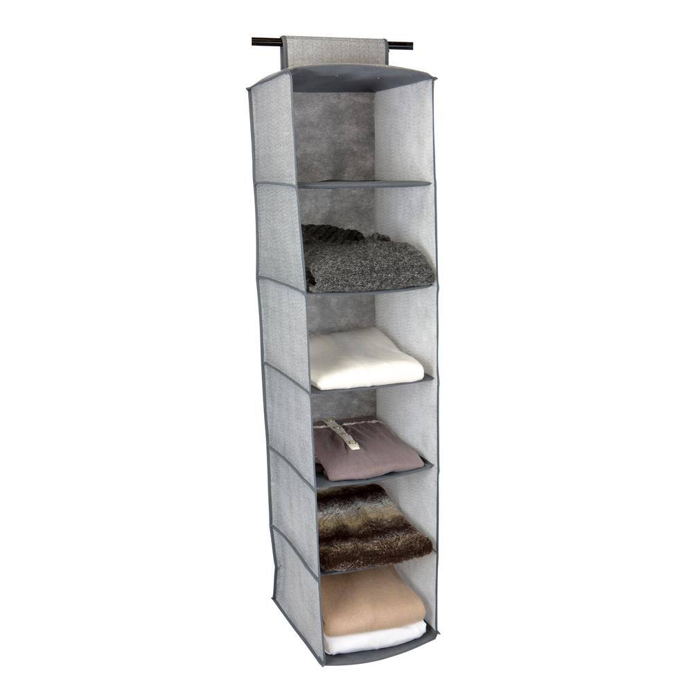 Simplify 47.24 in. H Gray Fabric Hanging Closet Organizer 26606-GREY