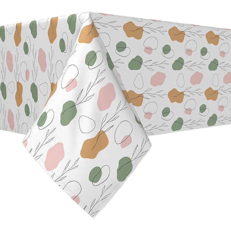 Square Tablecloth， 100% Polyester， 54x54， Drawn Leaves and Dots