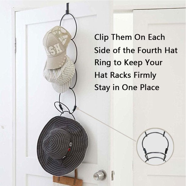 10 Pack Hanging Hat Rack Hanging Wig Rack Baseball Caps Hat Racks for Door Wall Closet Bathroom (White)