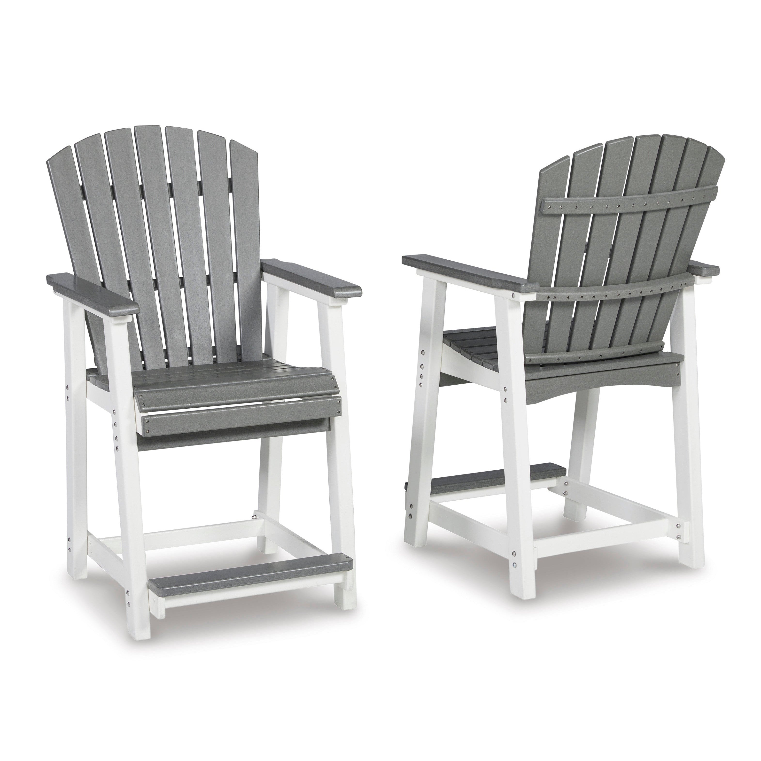 Poly Grey & White Two Tone Outdoor Counter Height Arm/Dining Chair