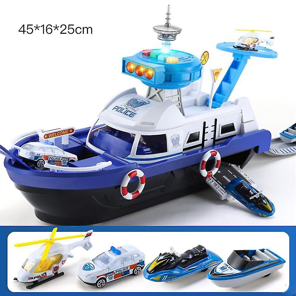 Simulation Track Inertia Boat Toy Vehicles Music Story Lamp Toys Ship Model Car Parking Boys Toys Children Christmas Present