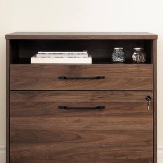 South Shore Helsy Natural Walnut Decorative Lateral File Cabinet with 2-Drawers 13313