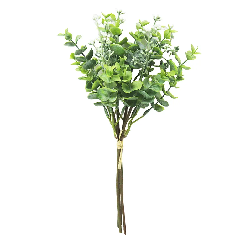 Manufacturer wholesale artificial garden landscape wedding decoration green leaves foliage bunch seeded eucalyptus spray