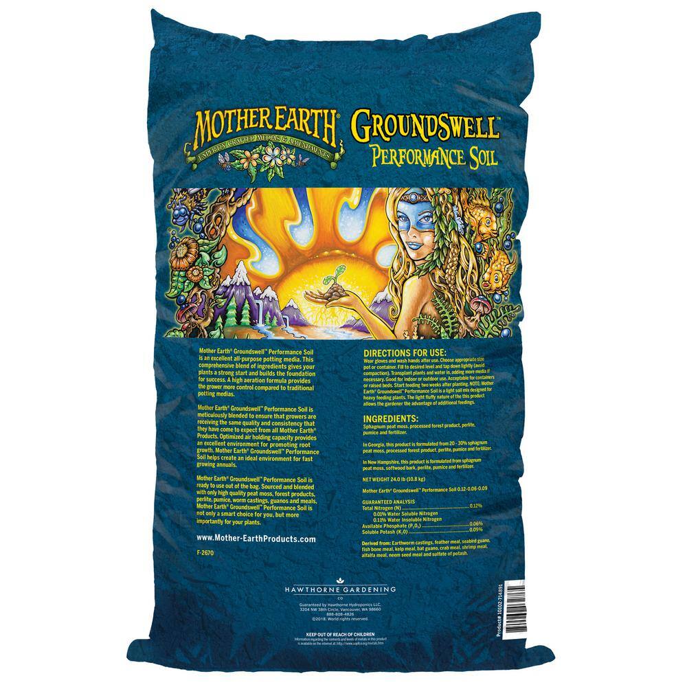 MOTHER EARTH Groundswell Performance Soil 1.5 cu. ft. All-Purpose Potting Soil for Plants High-Aeration Formula HGC714843