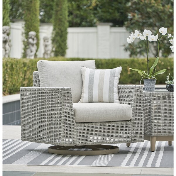 Signature Design by Ashley Seton Creek Gray Outdoor Swivel Lounge with Cushion