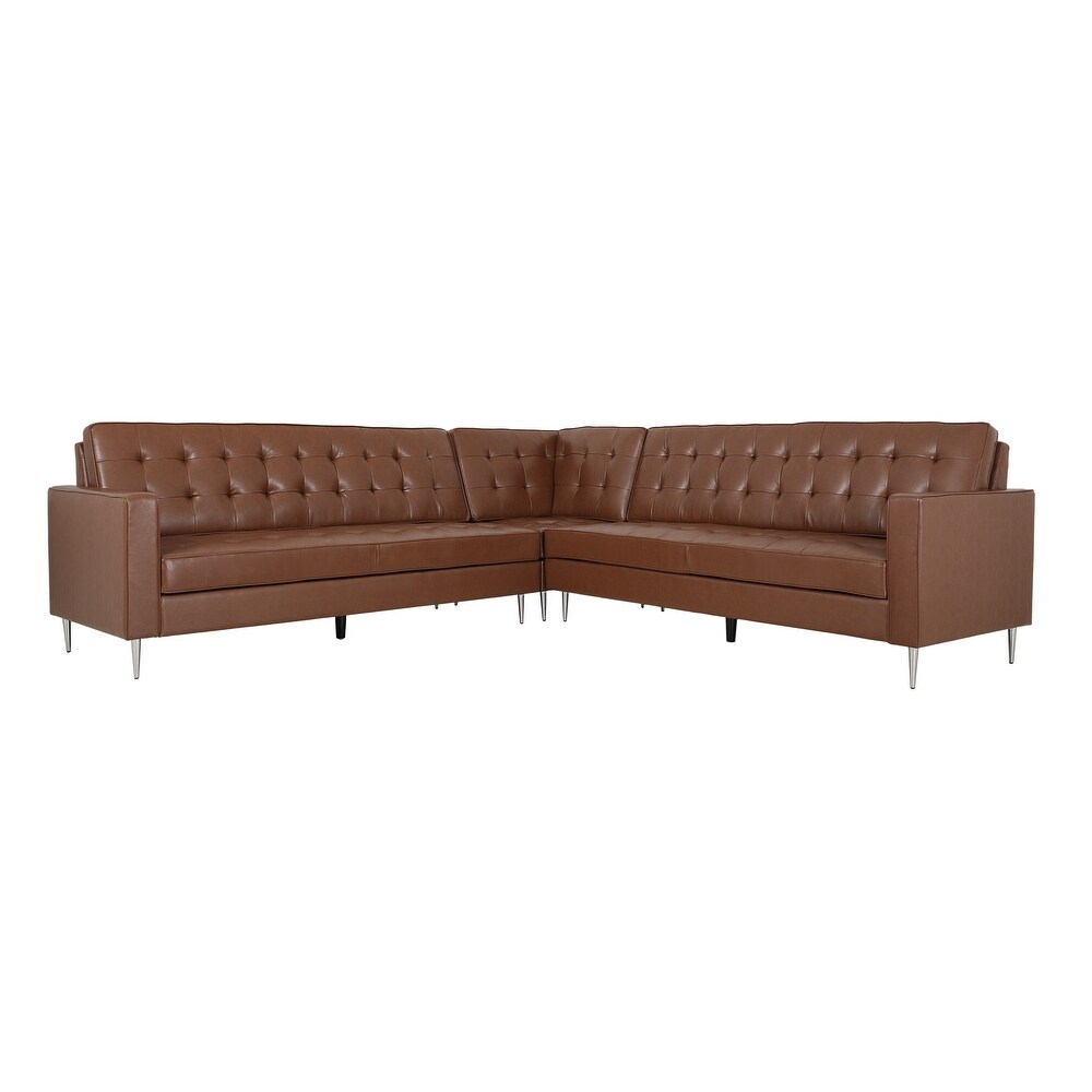 Gebo Contemporary Faux Leather Tufted 5 Seater Sectional Sofa Set by Christopher Knight Home