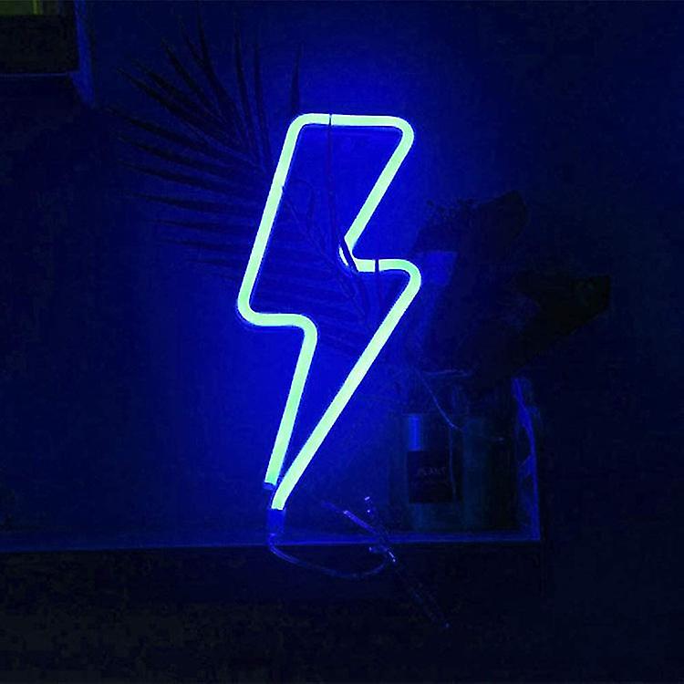 Planet Neon Logo Lightning Modeling Lamp Letter Lamp， 1 Piece， Blue