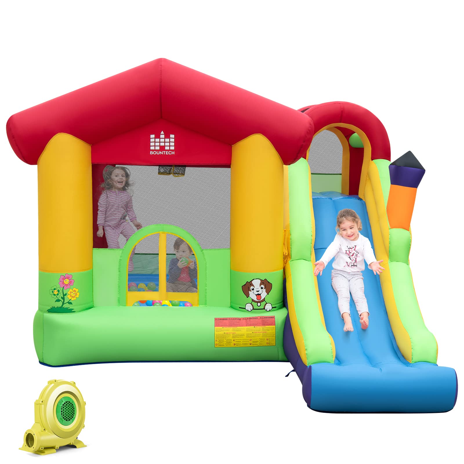 BOUNTECH Inflatable Bounce House, Bouncy House for Kids 5-12 Indoor Outdoor Fun