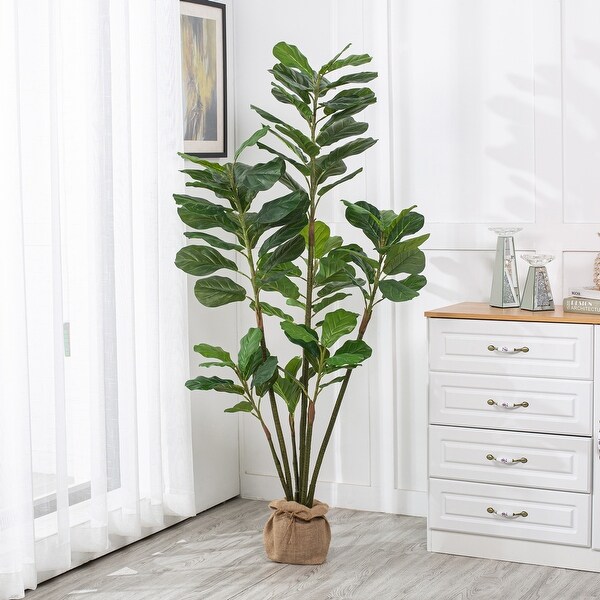 Fiddle Leaf Fig Faux Tree in Pot (Set of 2)