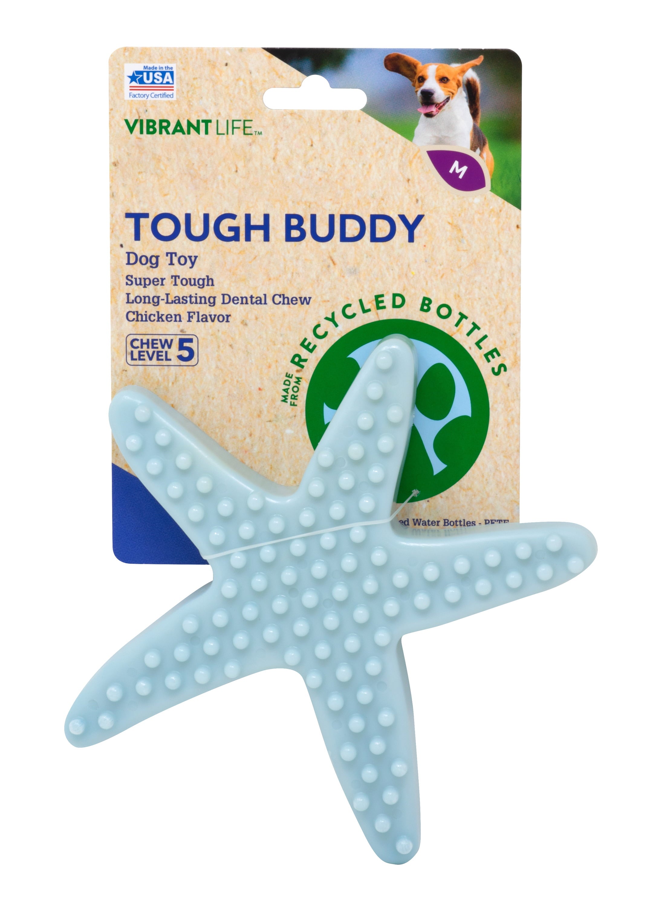 Vibrant Life Starfish Tough Buddy Recycled Chew Toy， Medium