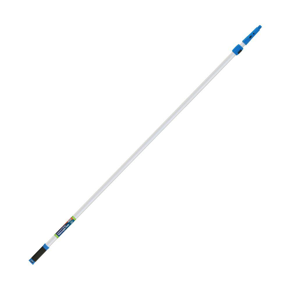 Unger 12 ft. Aluminum Telescoping Pole with Connect and Clean Locking Cone and Quick-Flip Clamps 972940