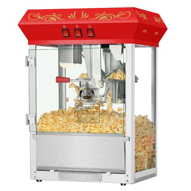 Superior Popcorn 8 Oz Movie Night Electric Countertop Popcorn Maker Machine Red