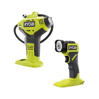 RYOBI ONE+ 18V Cordless 2-Tool Combo Kit with High Pressure Inflator with Digital Gauge and Cordless LED Light (Tools Only) P737D-PCL660B