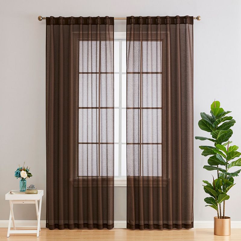 THD Scarlett Semi Sheer Pocket Top and Back Tab Lightweight Window Curtains Drapery Panels， 2 Panels