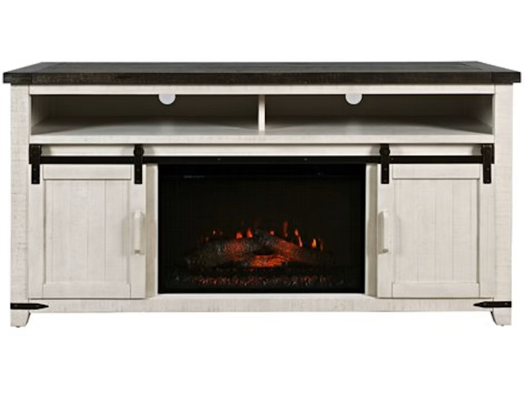 Loft 64 Vintage White Electric Fireplace & Media Console