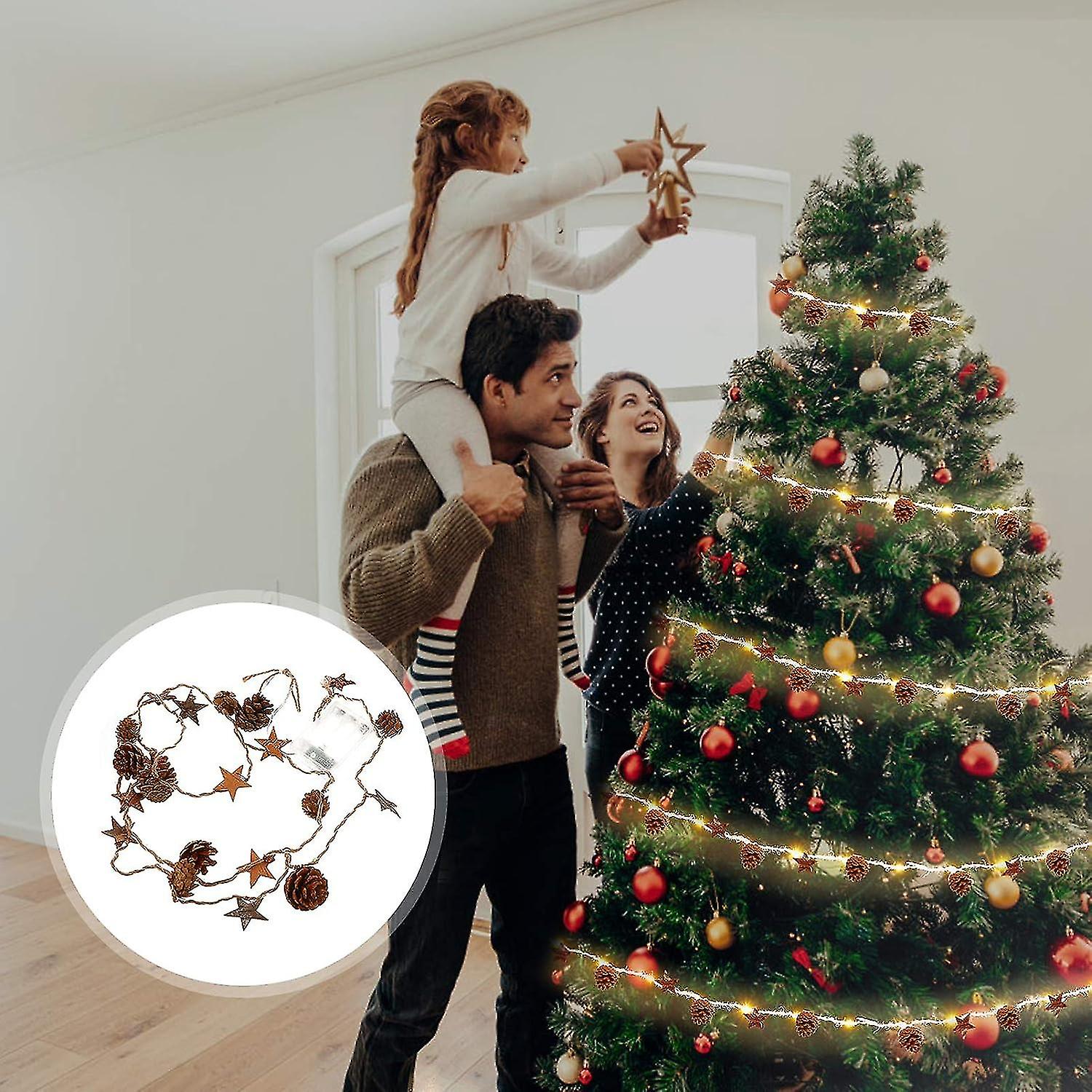 Pinecone String Lights Christmas Pine Cone Garland With Lights Led Christmas String Lights For Christmas Tree Garden Home Decoration