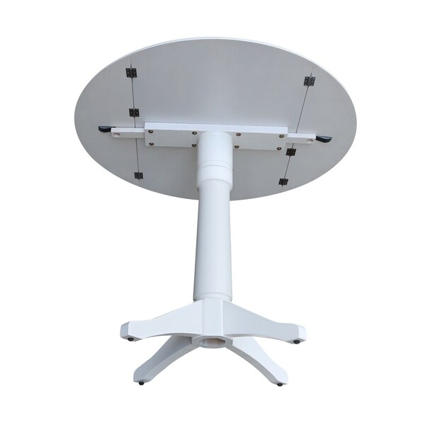 42 in Round Top Dual Drop Leaf Pedestal Table - White