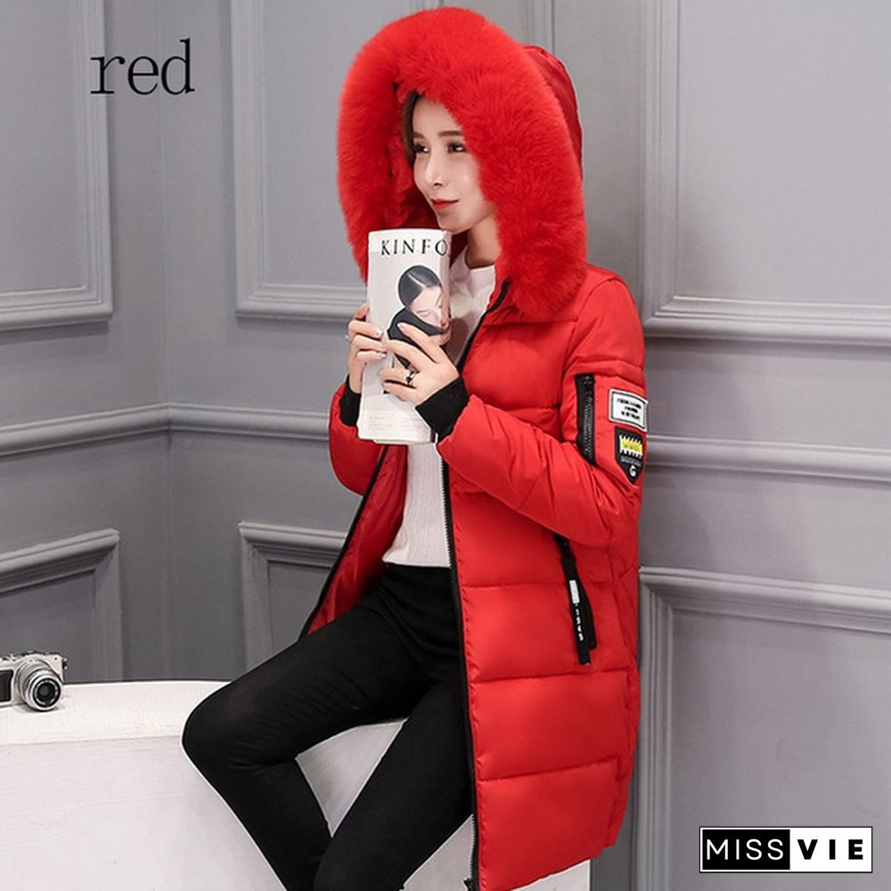 Women's Fashion Winter Long Coat Parka Jacket Winter Warm Down Coat Puffer Fur Collar Jacket Outerwear