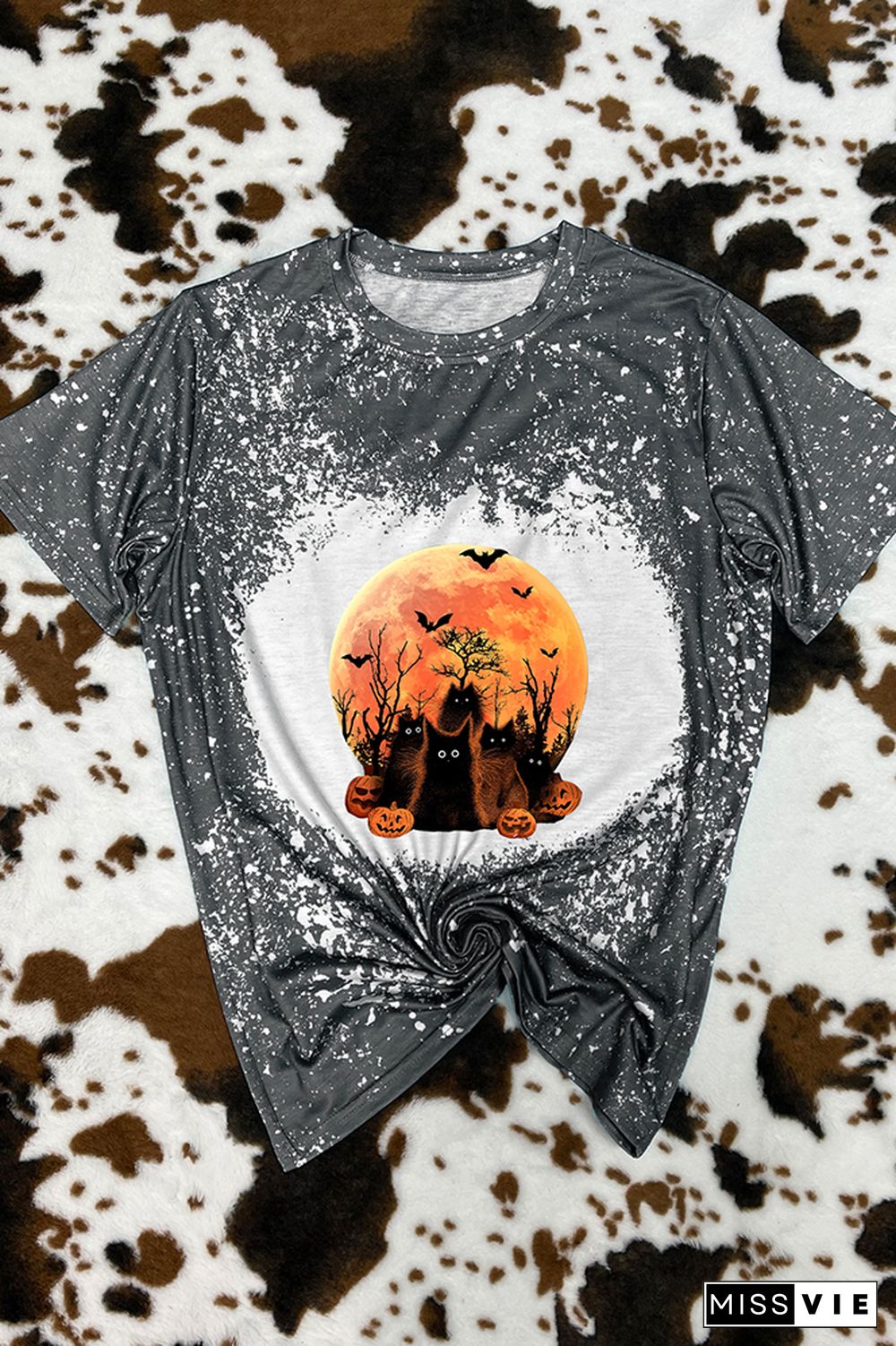 Halloween Black Cat Graphic Tee Wholesale