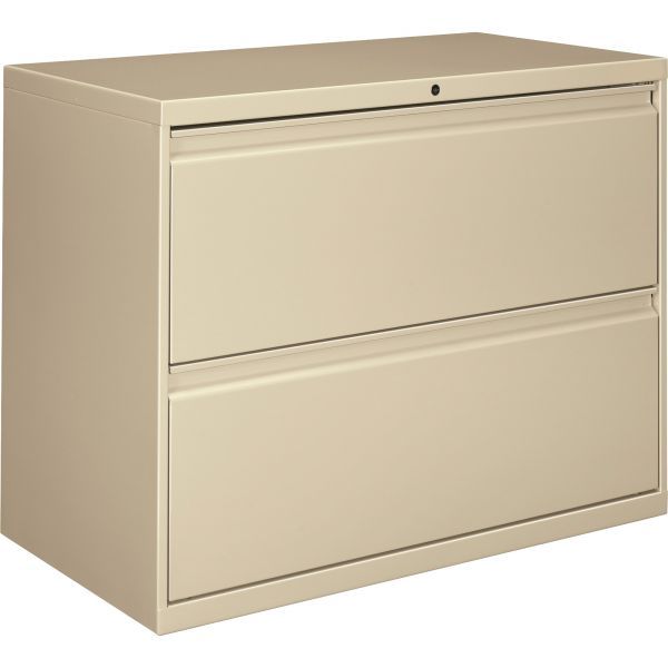 HON 800 Series Two-Drawer Lateral File， Letter/Legal/A4， 36w x 18d x 28h， Putty