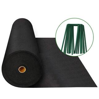 Agfabric 6 ft. x 150 ft. 3oz. Non-Woven Weed Barrier Landscape Fabric with 50 U-Shaped Securing Pegs WBP3006150