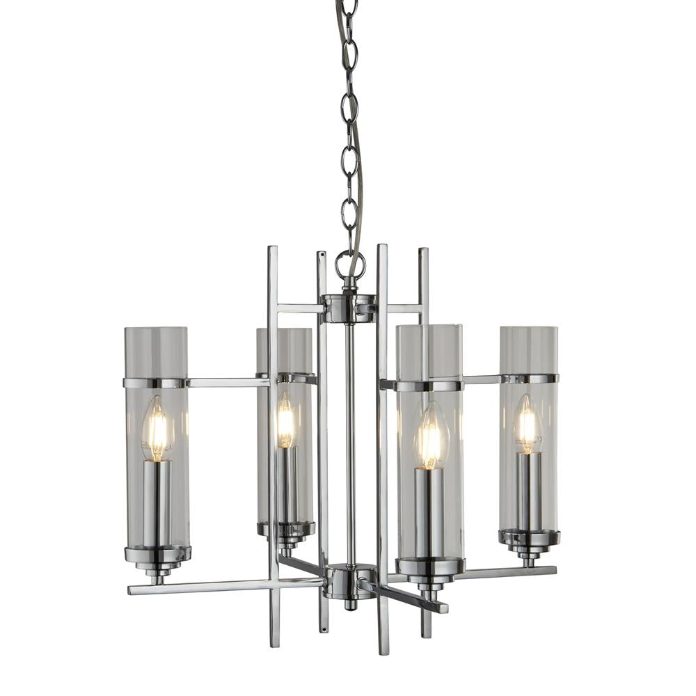 Searchlight 3094-4CC Milo Polished Chrome 4 Lamp Pendant Light with Clear Glass Shades