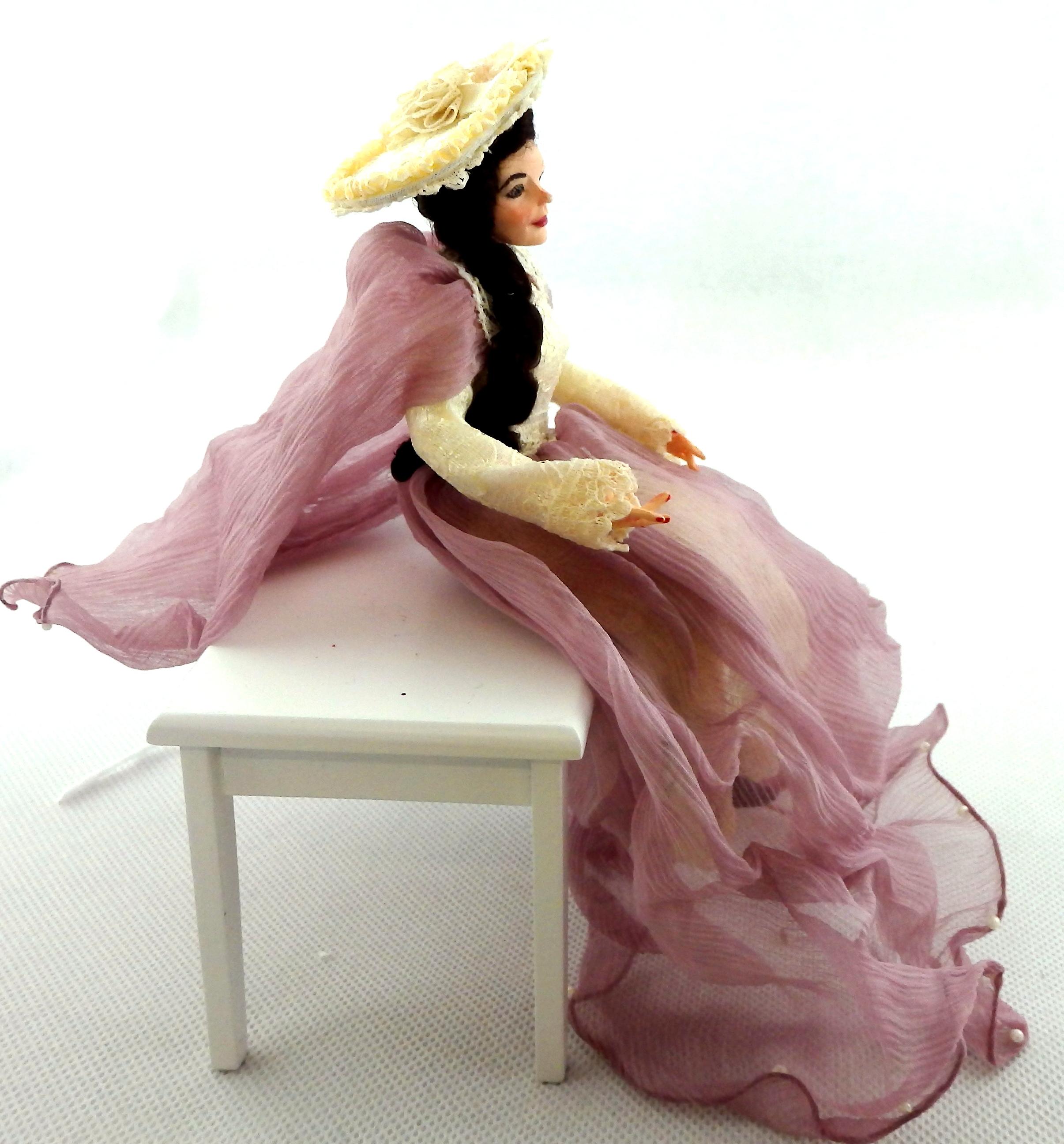 Dolls House Lady In Lilac Figure Joan Character Miniature Falcon People