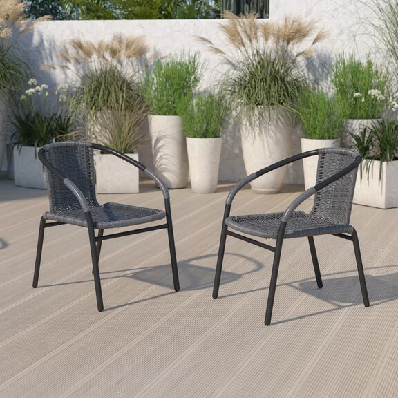 Lila 2 Pack Gray Rattan Indoor Outdoor Restaurant ...