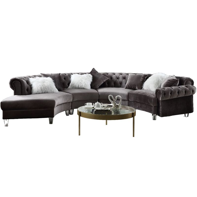 F.c Design Modern Velvet Sectional Sofa With 7 Pillows