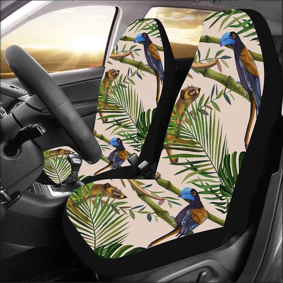 Set Of 2 Car Seat Covers Parrot Leaves Universal Auto Front Seats Protector Fits For Car，suv Sedan，truck D 75716