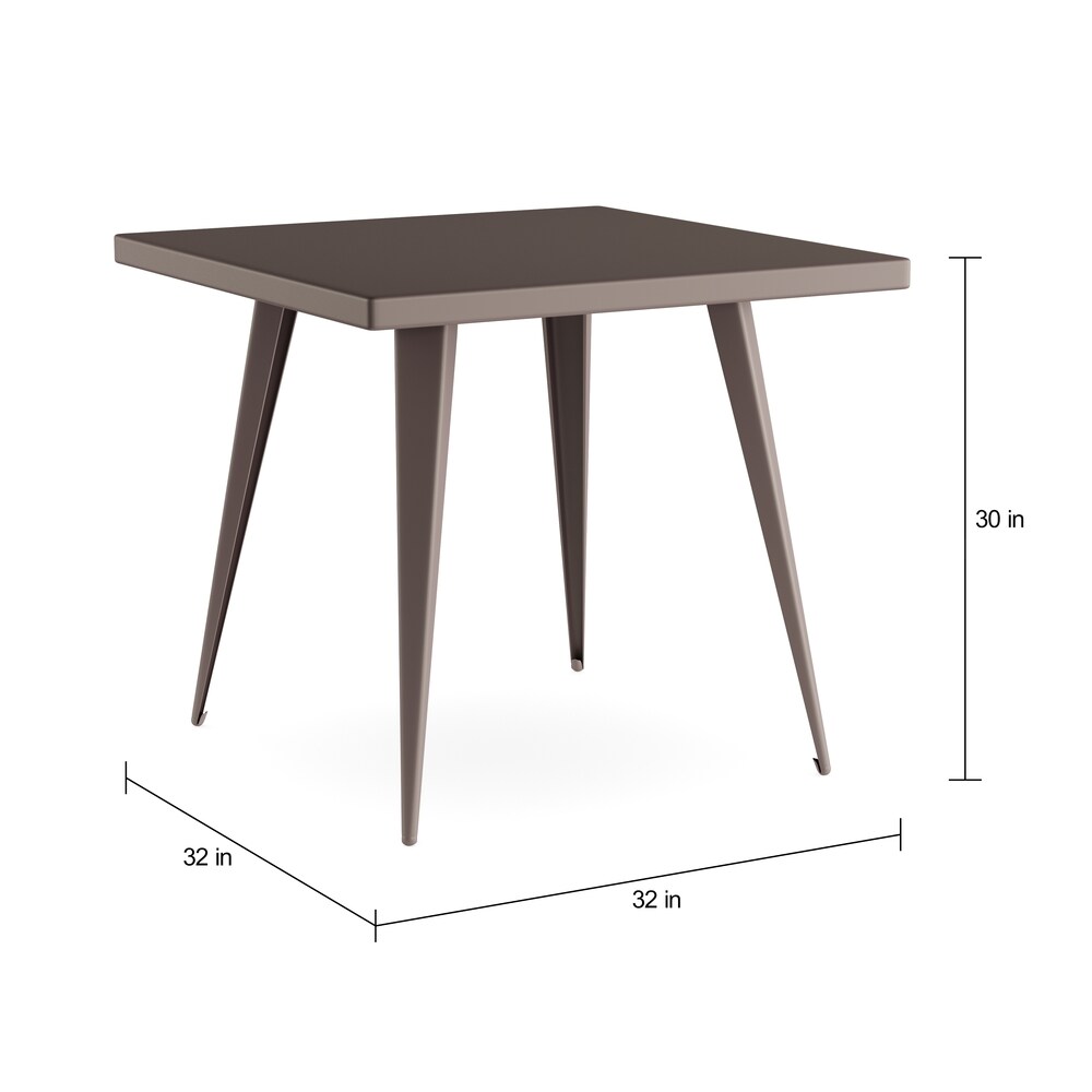 Carbon Loft Swan Industrial Square Metal Dining Table   N/A