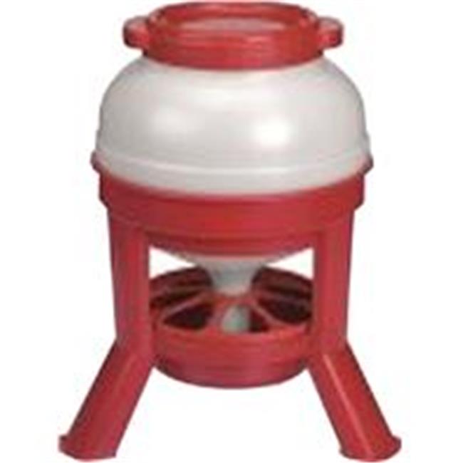 Little Giant 35 Pound Plastic Poultry Chicken Dome Feeder with Lid， Red