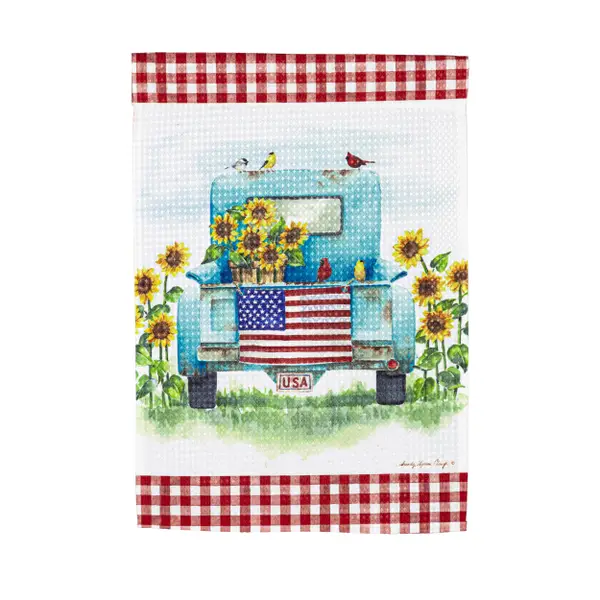 Evergreen Enterprises Sunflower Truck Garden Waffle Flag