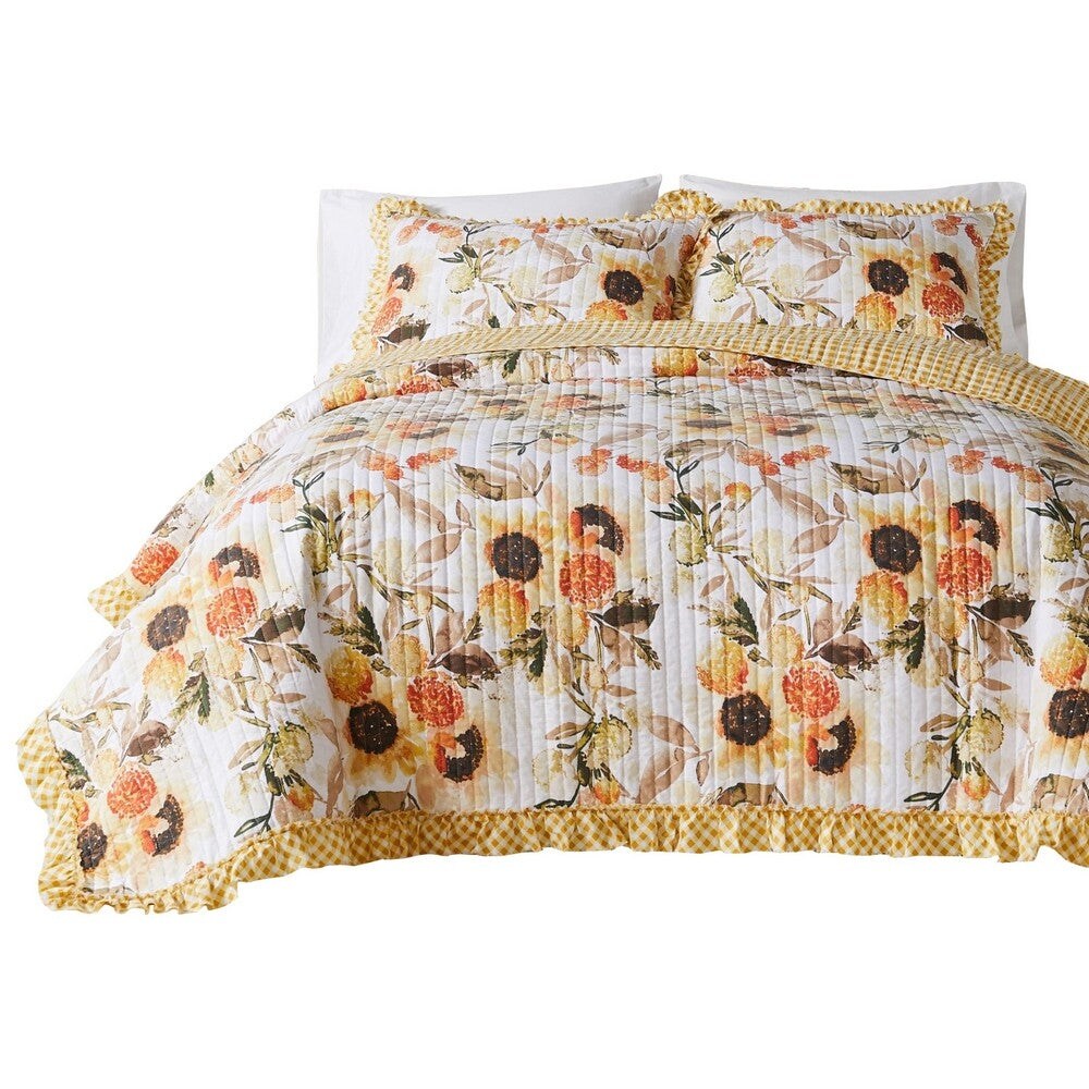 Kelsa  Pillow Sham  Cotton  Ruffled Border  Gold