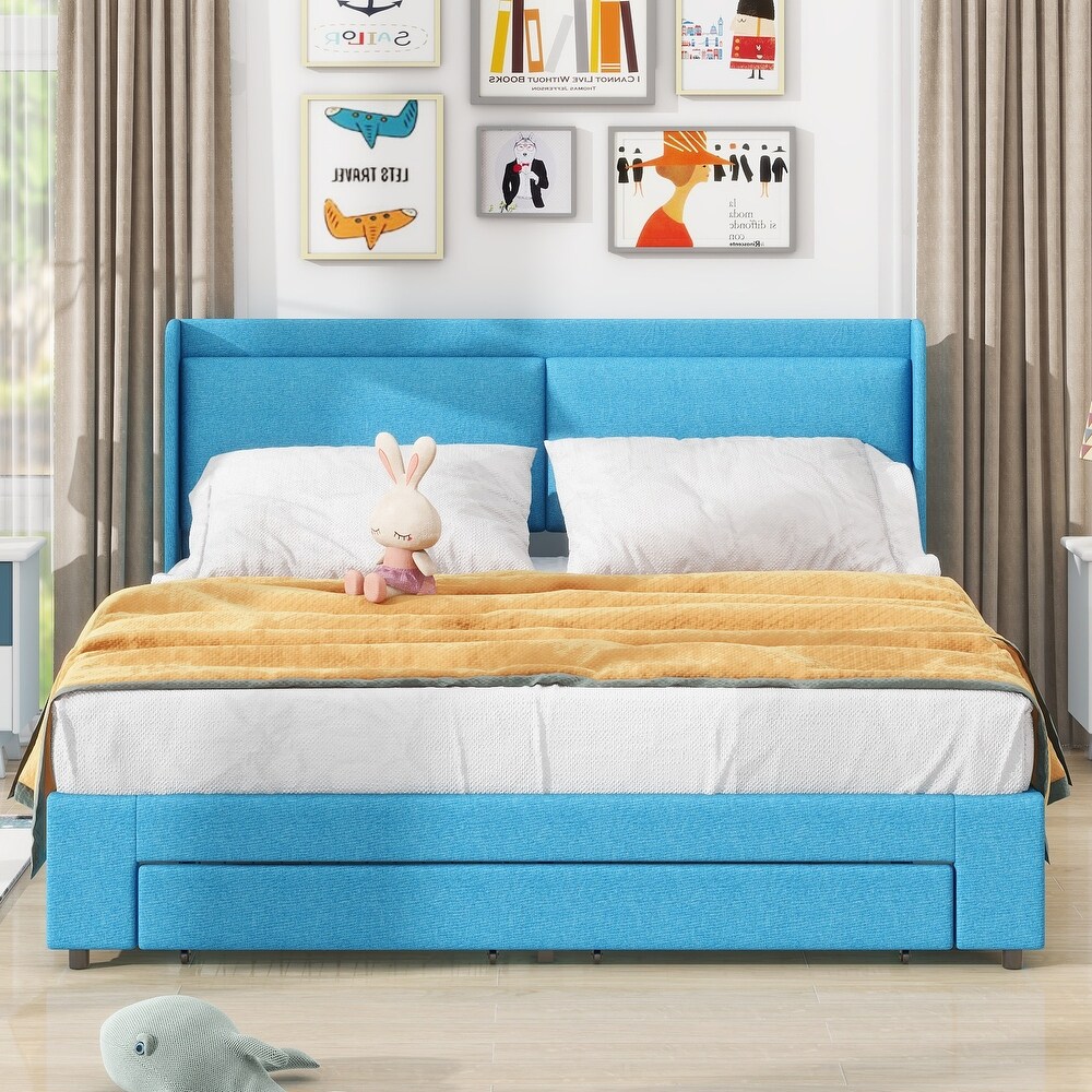 Queen Size Lift Storage Bed Platform Bed with 2 Drawers  Queen Size Bed Frame with Hydraulic Storage System