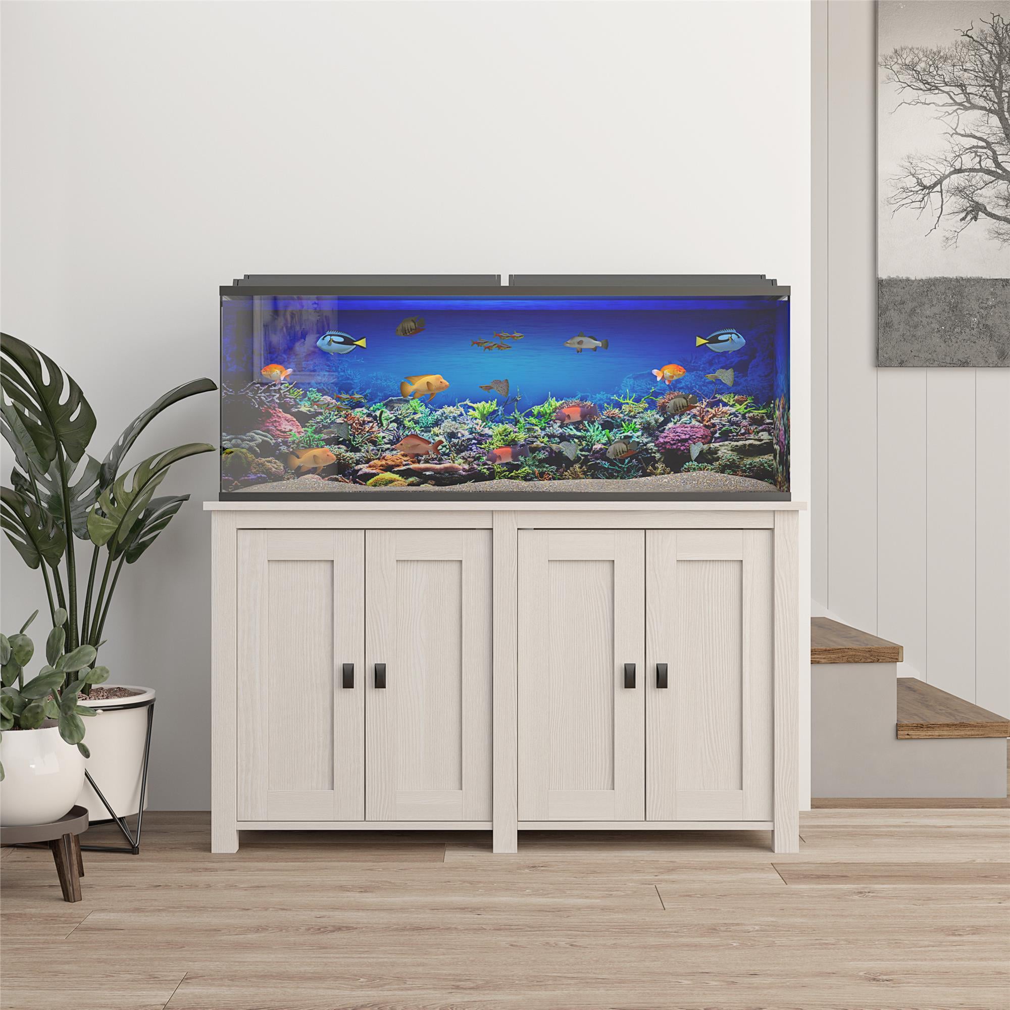 Flipper by Ollie and Hutch Farmington 55 Gallon Aquarium Stand， Ivory Oak