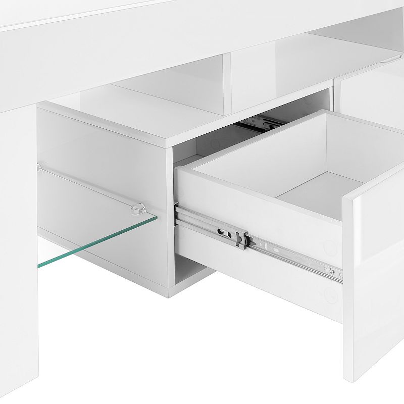 Monarch Modern Glossy White TV Stand