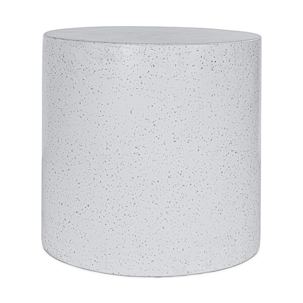 Aurelle Home Omara Round Pedestal Terrazzo Outdoor Side Table