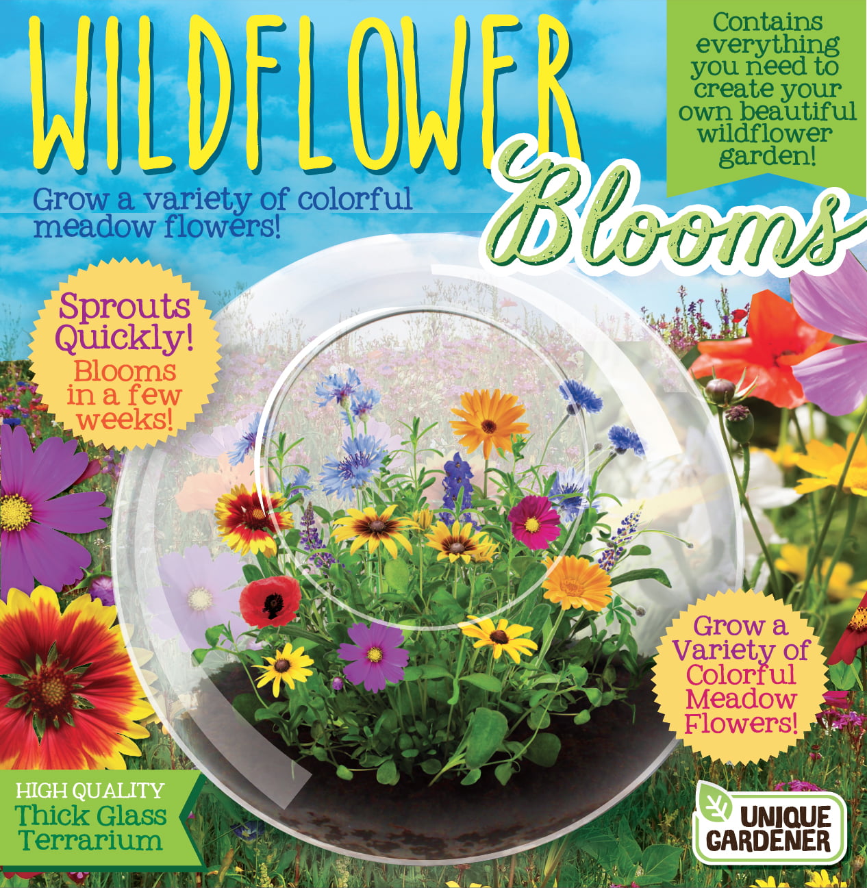 Unique Gardener - Wildflowers and Glass - Indoor Micro-Gardening Kit