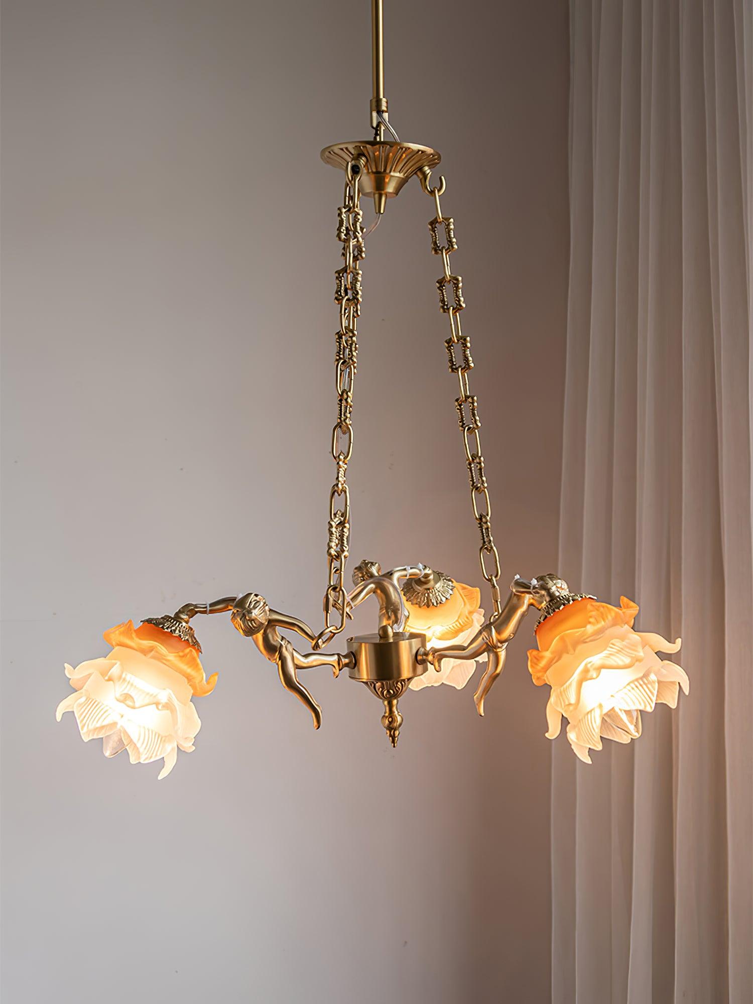 Putti Statuettes Brass Suspension