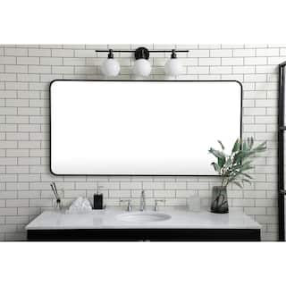 Timeless Home 60 in. H x 30 in. W Black Modern Soft Corner Rectangular Wall Mirror WM1603060BK