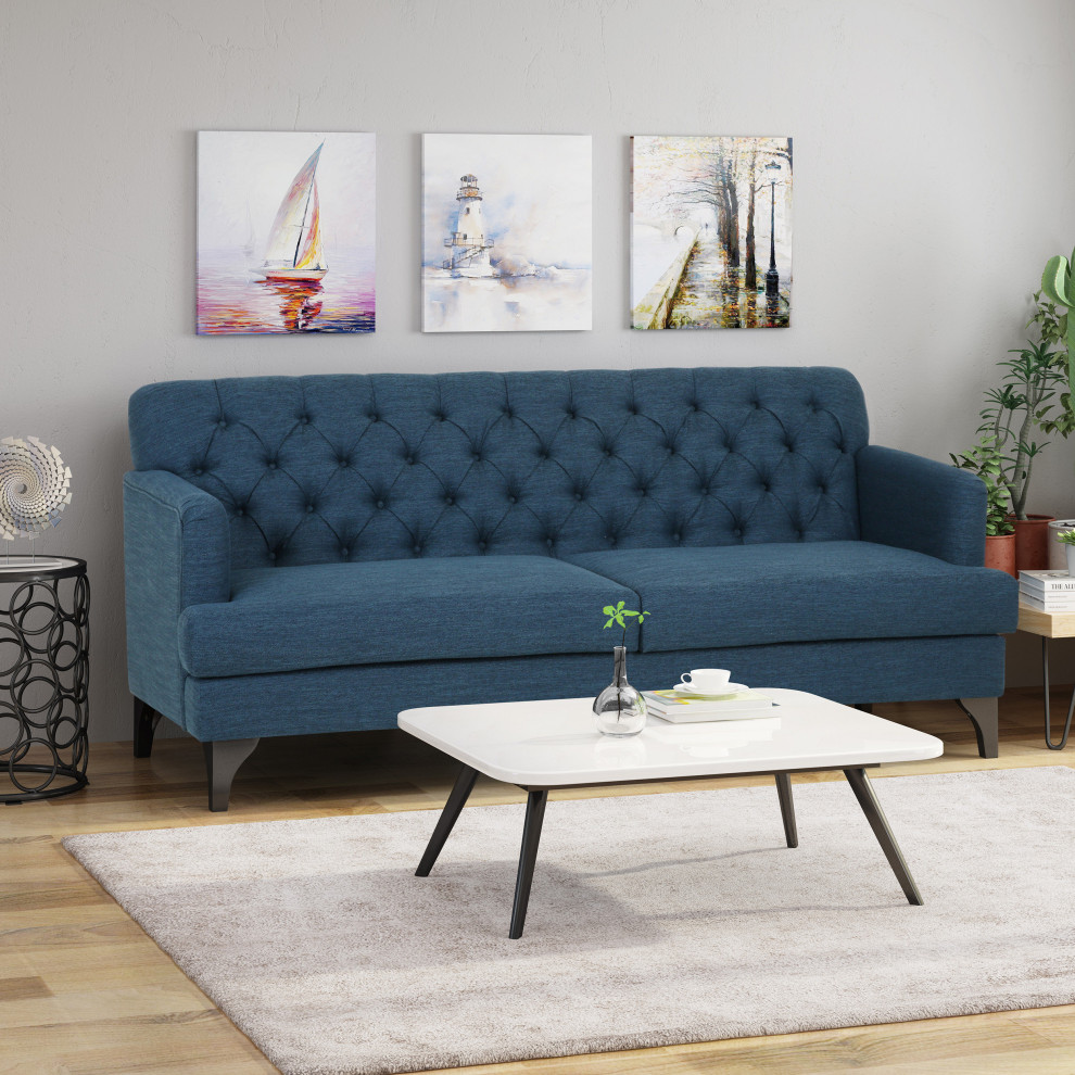 Hastings Contemporary Tufted Fabric 3 Seater Sofa   Transitional   Sofas   by GDFStudio  Houzz