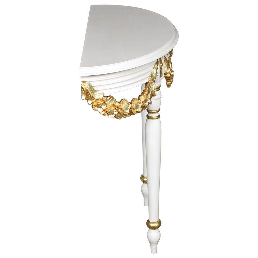 Design Toscano Louis XVI Style Crescent Golden Ribbon Wall Console Table