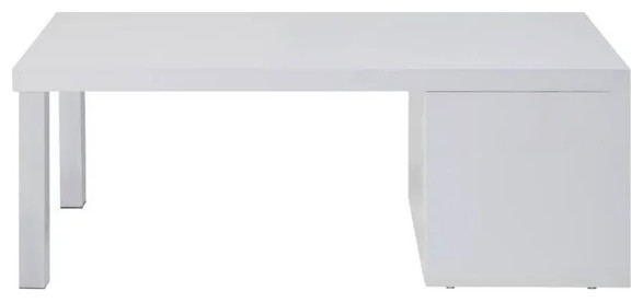 Modern Coffee Table  Straight Metal Legs  ampSide Open Compartments  White Finsih   Modern   Coffee Tables   by Declusia  Houzz