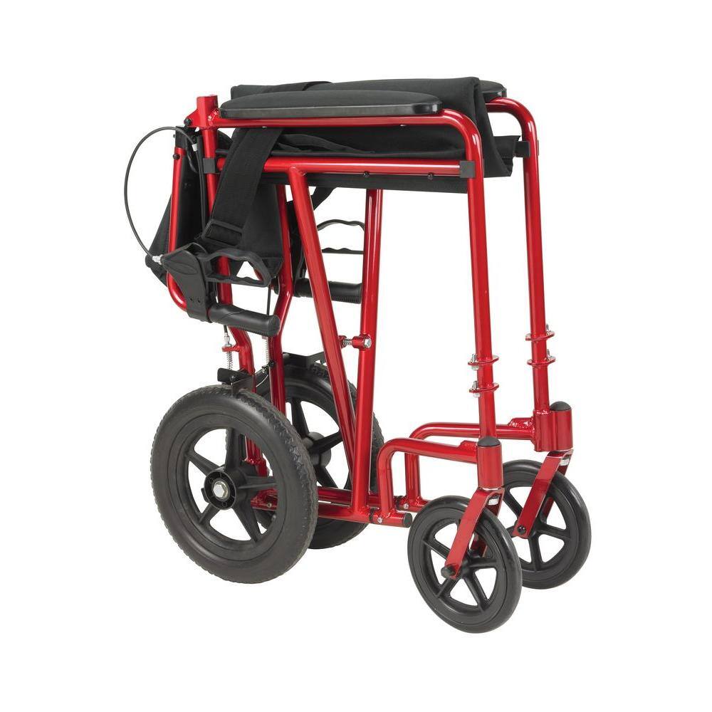 Drive Medical Lightweight Expedition Red Transport Wheelchair with Hand Brakes EXP19LTRD