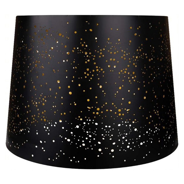 Alucset 12 X 14 X 10 Inch Starry Sky Etched Metal Drum Lamp Shade Black amp Gold