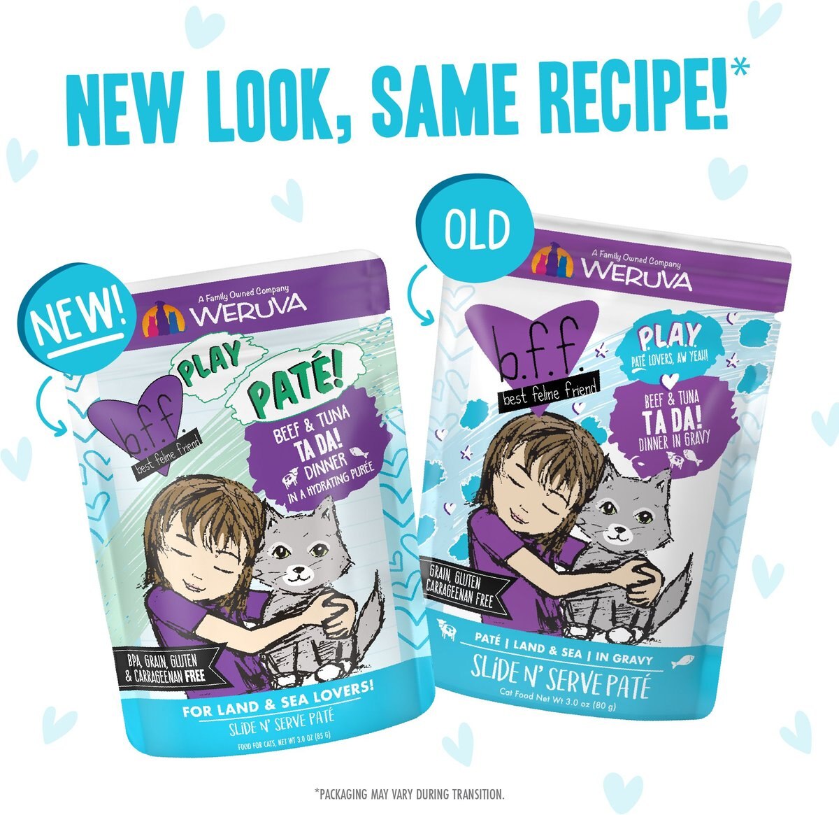 Weruva Best Feline Friend Paté Lovers， Aw Yeah! Paté Jamboree! Variety Pack Grain-Free Wet Cat Food， 2.8-oz pouch， case of 12