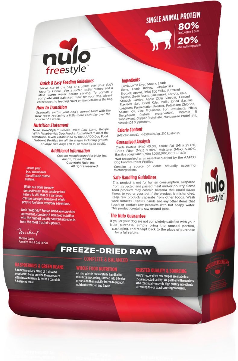 Nulo Freestyle Lamb Recipe With Raspberries Grain-Free Freeze-Dried Raw Dog Food